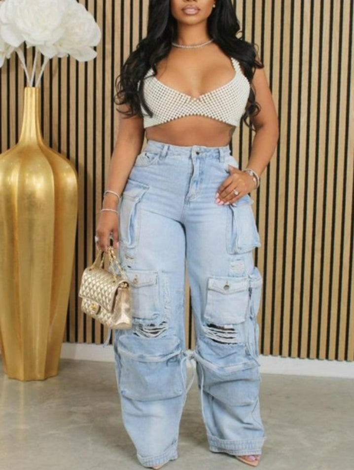 Ripped Plus Size Design Jeans